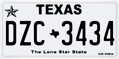 TX license plate DZC3434