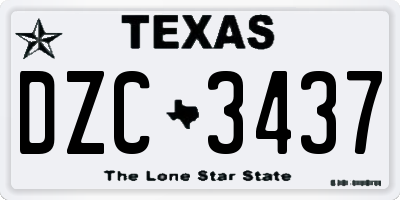TX license plate DZC3437