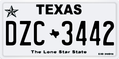 TX license plate DZC3442