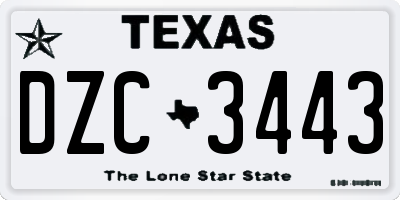 TX license plate DZC3443