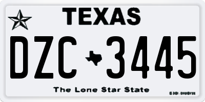 TX license plate DZC3445