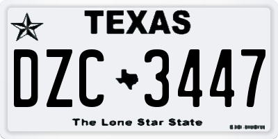 TX license plate DZC3447