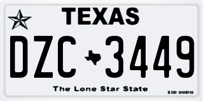 TX license plate DZC3449