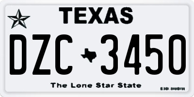 TX license plate DZC3450