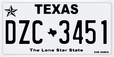 TX license plate DZC3451