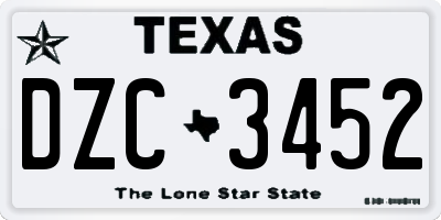TX license plate DZC3452