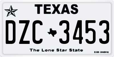 TX license plate DZC3453