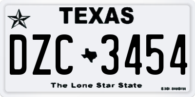 TX license plate DZC3454