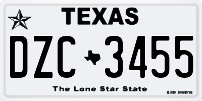 TX license plate DZC3455