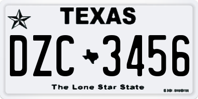 TX license plate DZC3456