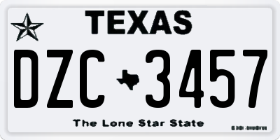 TX license plate DZC3457