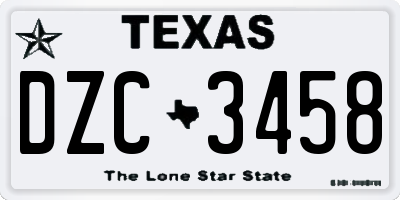 TX license plate DZC3458