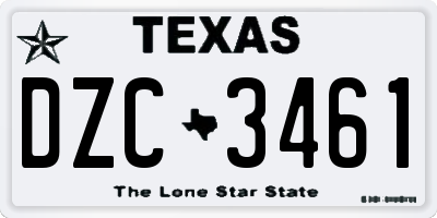 TX license plate DZC3461