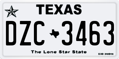 TX license plate DZC3463