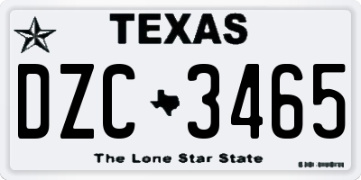TX license plate DZC3465