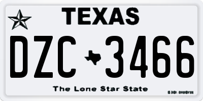 TX license plate DZC3466