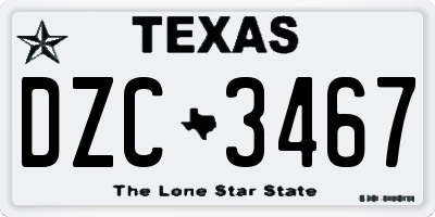 TX license plate DZC3467