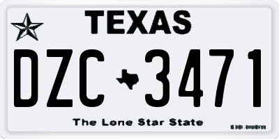 TX license plate DZC3471