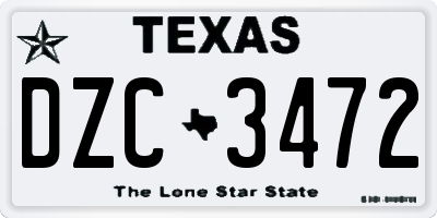 TX license plate DZC3472