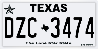 TX license plate DZC3474