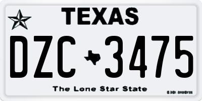 TX license plate DZC3475