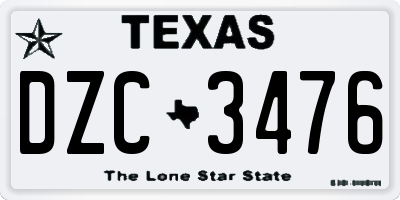 TX license plate DZC3476