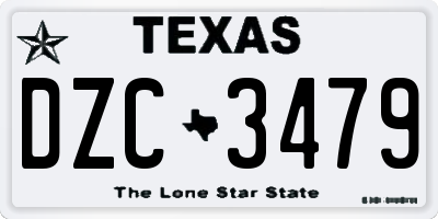TX license plate DZC3479