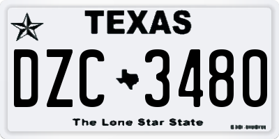 TX license plate DZC3480