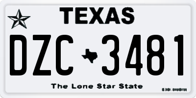TX license plate DZC3481
