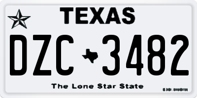 TX license plate DZC3482