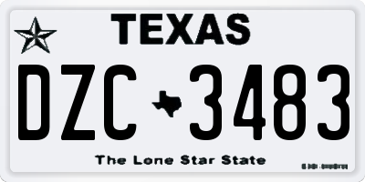 TX license plate DZC3483