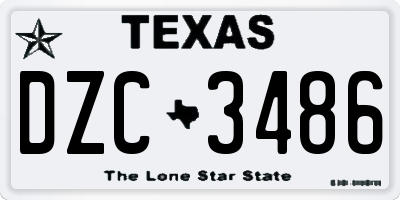 TX license plate DZC3486
