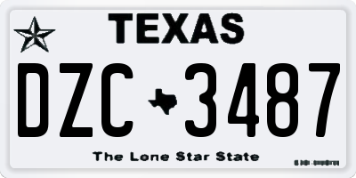 TX license plate DZC3487