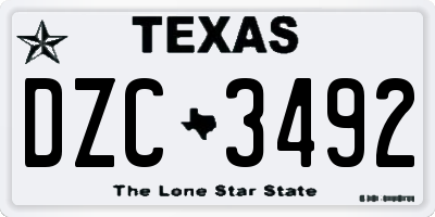 TX license plate DZC3492