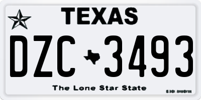 TX license plate DZC3493