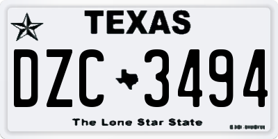 TX license plate DZC3494