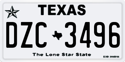 TX license plate DZC3496