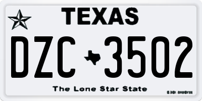 TX license plate DZC3502