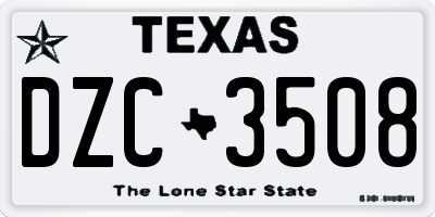 TX license plate DZC3508