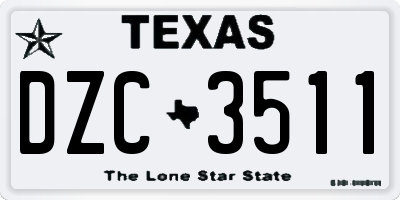 TX license plate DZC3511