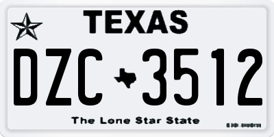 TX license plate DZC3512