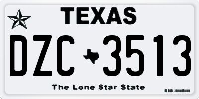 TX license plate DZC3513