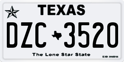 TX license plate DZC3520