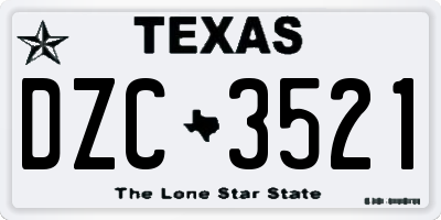 TX license plate DZC3521