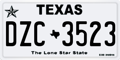 TX license plate DZC3523