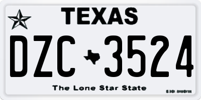 TX license plate DZC3524