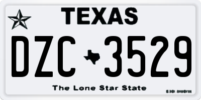 TX license plate DZC3529