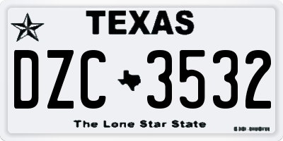TX license plate DZC3532