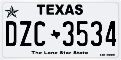 TX license plate DZC3534