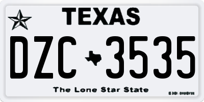TX license plate DZC3535
